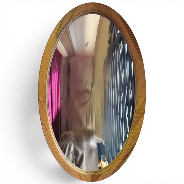 Wood Framed Oval Wall Mirror (24" wide x 39" tall)