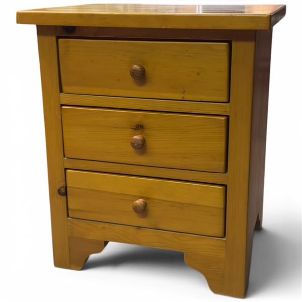 Solid Pine 3 Drawer Night Stand/End Table (18" deep x 22" wide x 27" tall)