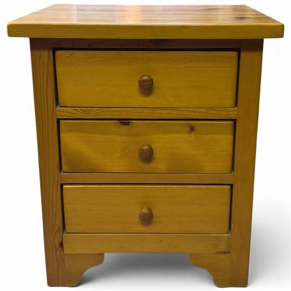 Solid Pine 3 Drawer Night Stand/End Table (18" deep x 22" wide x 27" tall)