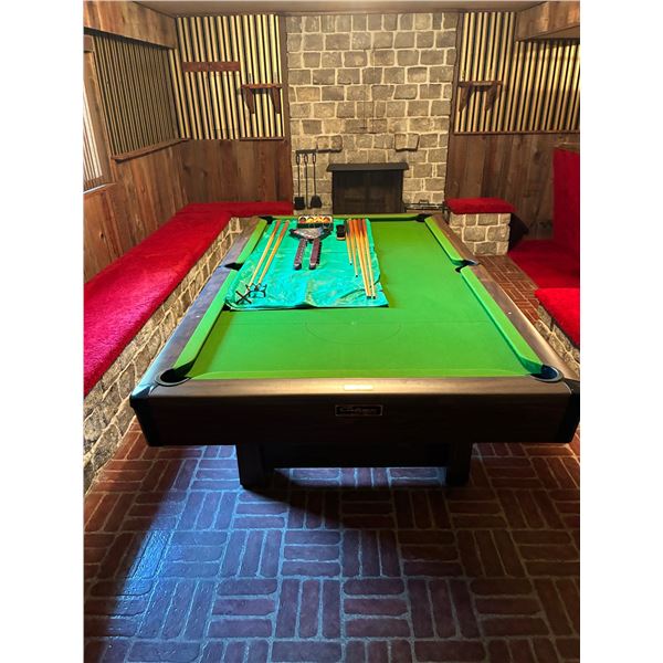 Vintage Brunswick Bristol Slate 8 Ball Pool Table With Accessories 4’x8’
