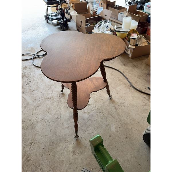 Wooden Two-Tier Table with Glass Ball Feet