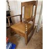 Image 2 : Oak and Vinyl Upholstered Rocking Chair