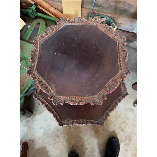 Two-Tier Ornate Wood Accent Table