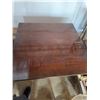 Image 4 : Mahogany Drop-Leaf Pedestal Table with Brass