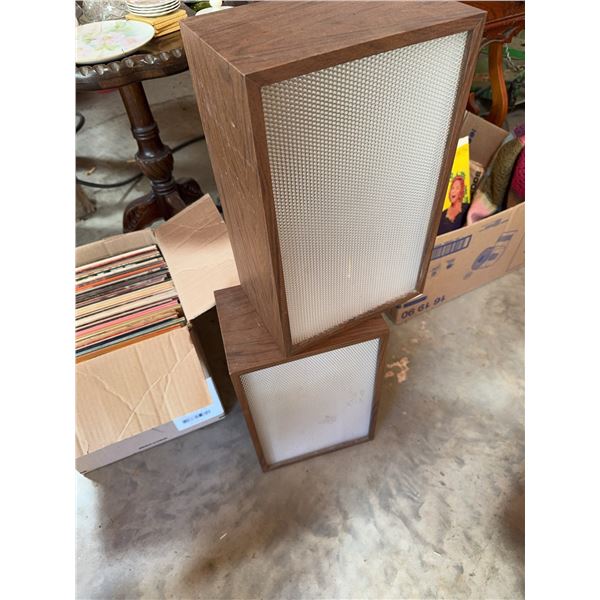 Vinyl Records and Pair of Speakers