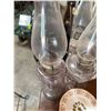 Image 4 : Two Glass Oil Lamps with Chimneys