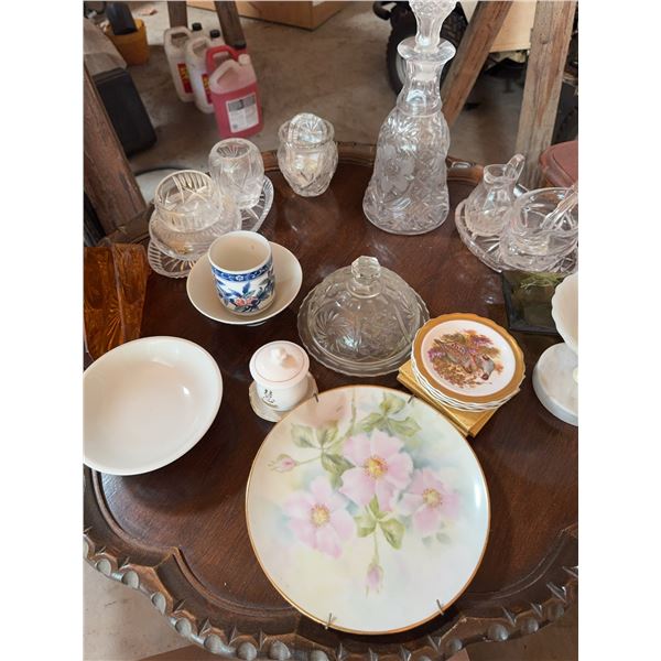Decorative Glass and Porcelain Table