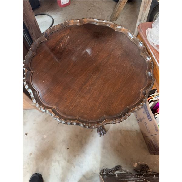 Carved Wooden Tri-Foot Pedestal Table
