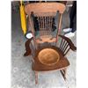 Image 1 : Oak Rocking Chair with Tooled Leather Seat
