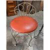 Image 1 : Metal Vanity Chair With Red Vinyl Seat