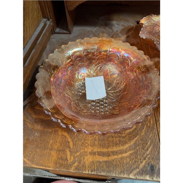 4 Iridescent Pressed Glass Bowls