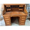 Image 3 : Oak Roll Top Desk with Multiple Drawers