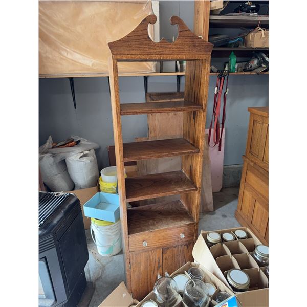 Oak Display Shelf With Drawers
