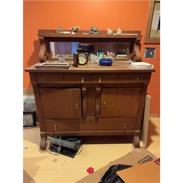 Oak Sideboard with Mirror 48x54 in