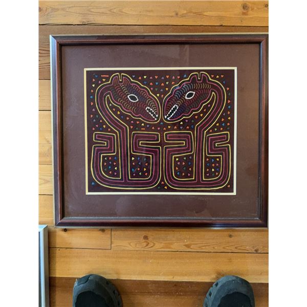 Framed Kuna Mola Textile Art, Colombia