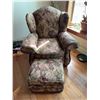 Image 1 : Floral Upholstered Armchair With Ottoman