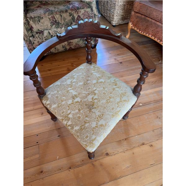 Wooden Chair with Curved Back and Upholstered