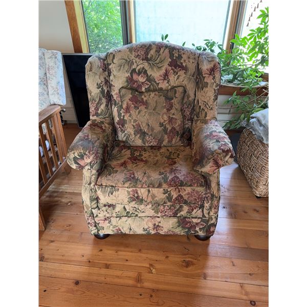 Floral Upholstery Wingback Armchair