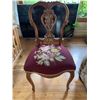 Image 1 : Carved Wood Side Chair with Floral Needlework