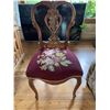 Image 2 : Carved Wood Side Chair with Floral Needlework