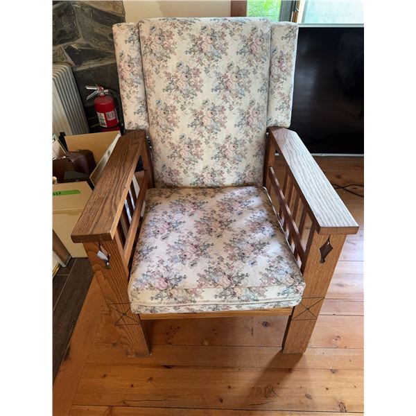 Oak Armchair With Floral Upholstery