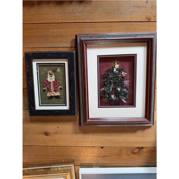 Framed Christmas Art Santa and Tree Set