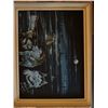 Image 1 : Acrylic Painting of Wolves and Canoe Scene