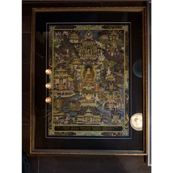 Framed Tibetan Buddhist Thangka Painting