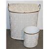 Image 1 : VINTAGE METAL LAUNDRY BASKET WITH MATCHING WASTE BASKETS