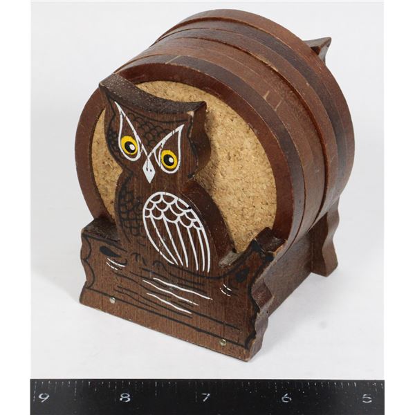 MCM WOOD + CORK OWL COASTERS