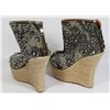 Image 2 : SIZE 6.5 STUDDED / BLINGED WEDGE BOOTS