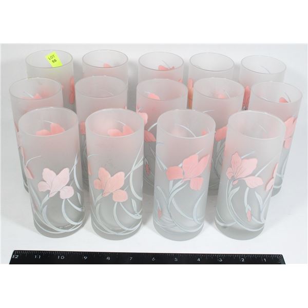 VINTAGE ITALIAN FROSTED HIGHBALL GLASSES BY CERVE - 14 QUANTITY