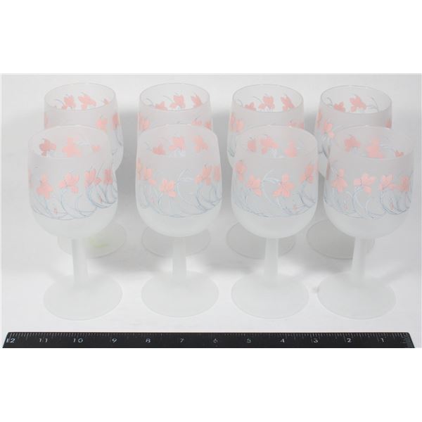 VINTAGE ITALIAN FROSTED WINE GLASSES BY CERVE - 8 QUANTITY