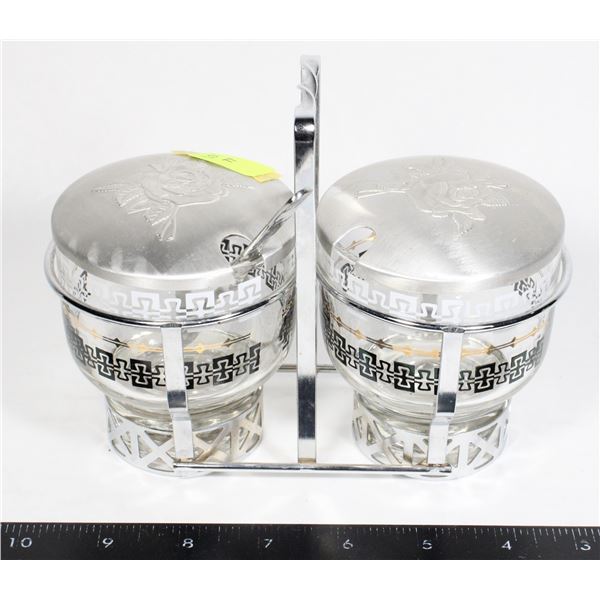 VINTAGE LIBBEY CONDIMENT-JAM JAR SET