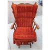 Image 1 : CRUSHED BURNT ORANGE + SOLID WOOD ROCKING CHAIR