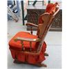 Image 2 : CRUSHED BURNT ORANGE + SOLID WOOD ROCKING CHAIR
