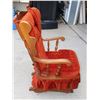 Image 4 : CRUSHED BURNT ORANGE + SOLID WOOD ROCKING CHAIR