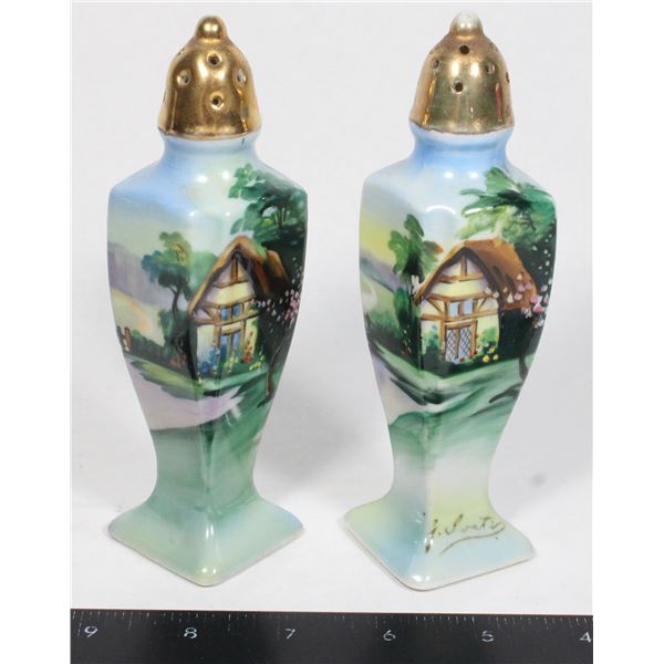 PAIR OF SIGNED VINTAGE SALT AND PEPPER SHAKERS