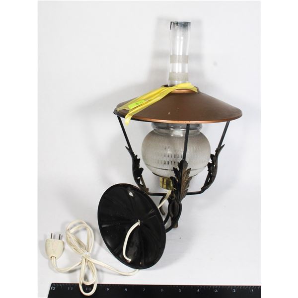 VINTAGE COPPER AND BLACK WALL SCONCE