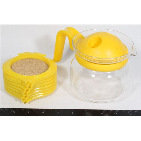 POST-MODERN WITH SPACE AGE GERMAN MADE GLASS TEAPOT / COFFEE CARAFE