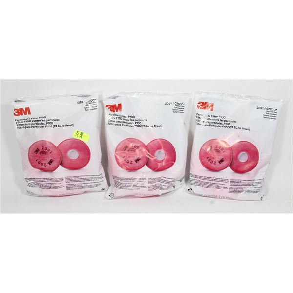 3 NEW PACKS OF 3M PARTICULATE FILTER P100
