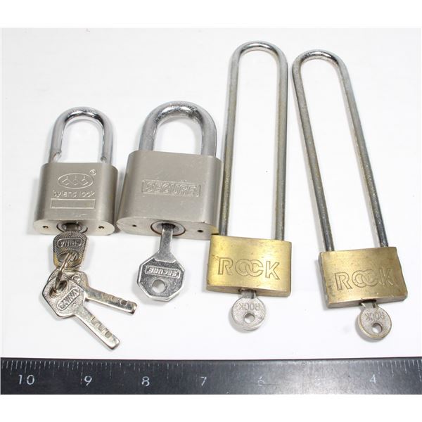 4 PADLOCKS WITH KEYS