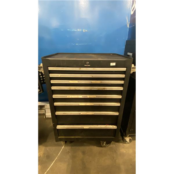 PORTER CABLE 8 DRAWER BLACK MOBILE TOOL CABINET WITH ASSORTED TOOL CONTENTS