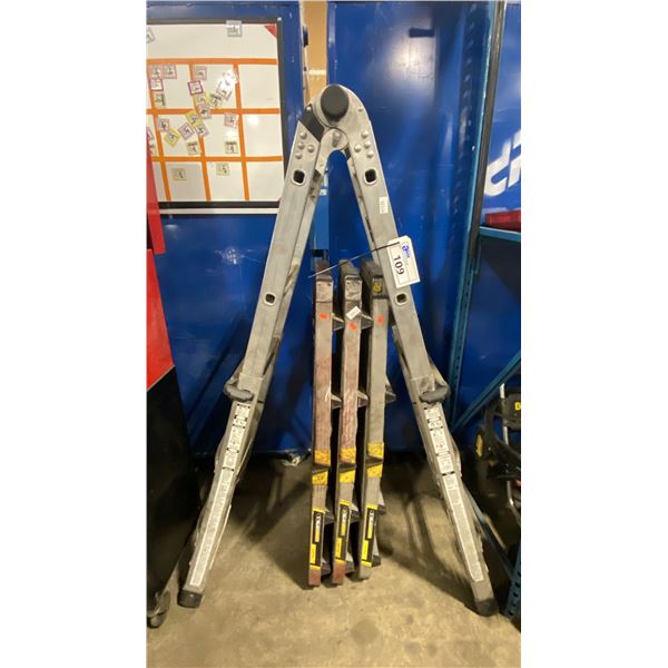 3 GORILLA LADDERS SLIM FOLD WORK PLATFORMS & FEATHERLITE ALUMINUM MULTI-PURPOSE LADDER