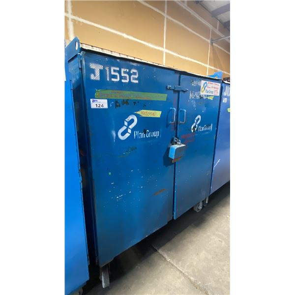 BLUE METAL MOBILE 2 DOOR JOB BOX STORAGE CABINET APPROX 60"W X 24"D X 69"H