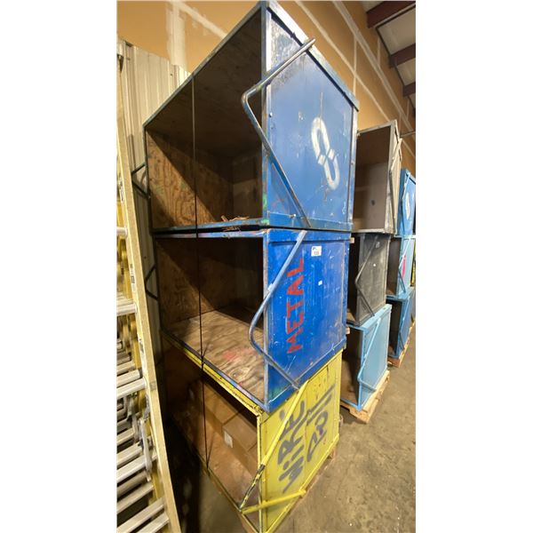 STACK OF 3 INDUSTRIAL 49"L X 31"W X 38"H METAL / WOOD MOBILE PRODUCT BINS *MUST TAKE ALL ON PALLET*