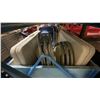 Image 3 : BLUE METAL/WOOD MOBILE PRODUCT BIN WITH ASSORTED FOLDING CHAIRS & TABLES