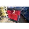 Image 1 : RUBBERMAID RED / BLACK PLASTIC MOBILE 38"L X 19"W X 32"H  INDUSTRIAL TOOL / WORK CART