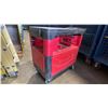 Image 2 : RUBBERMAID RED / BLACK PLASTIC MOBILE 38"L X 19"W X 32"H  INDUSTRIAL TOOL / WORK CART
