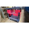 Image 4 : RUBBERMAID RED / BLACK PLASTIC MOBILE 38"L X 19"W X 32"H  INDUSTRIAL TOOL / WORK CART